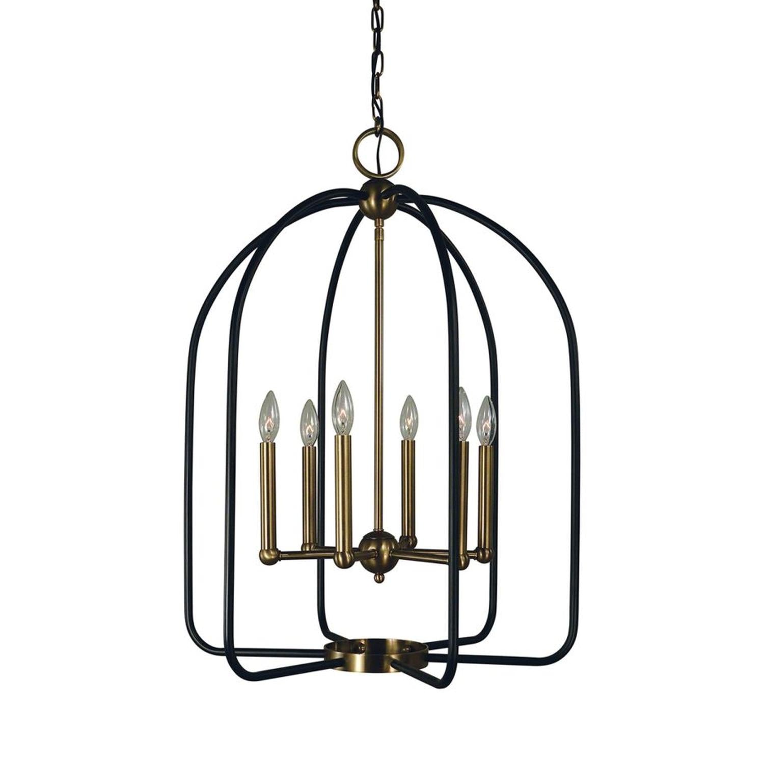 6-Light Antique Brass/Matte Black Boulevard Dining Chandelier - 4936 AB/MBLACK by Framburg