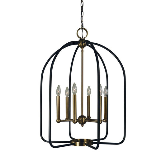 6-Light Antique Brass/Matte Black Boulevard Dining Chandelier - 4936 AB/MBLACK by Framburg
