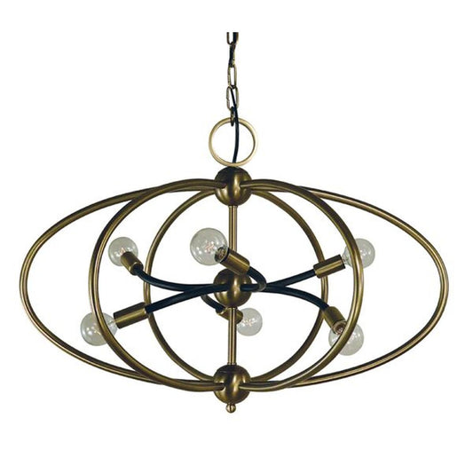 6-Light Antique Brass/Matte Black Orbit Dining Chandelier - 4948 AB/MBLACK by Framburg