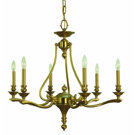 6-Light Brushed Brass Fin De Siecle Dining Chandelier - 5952 BR by Framburg