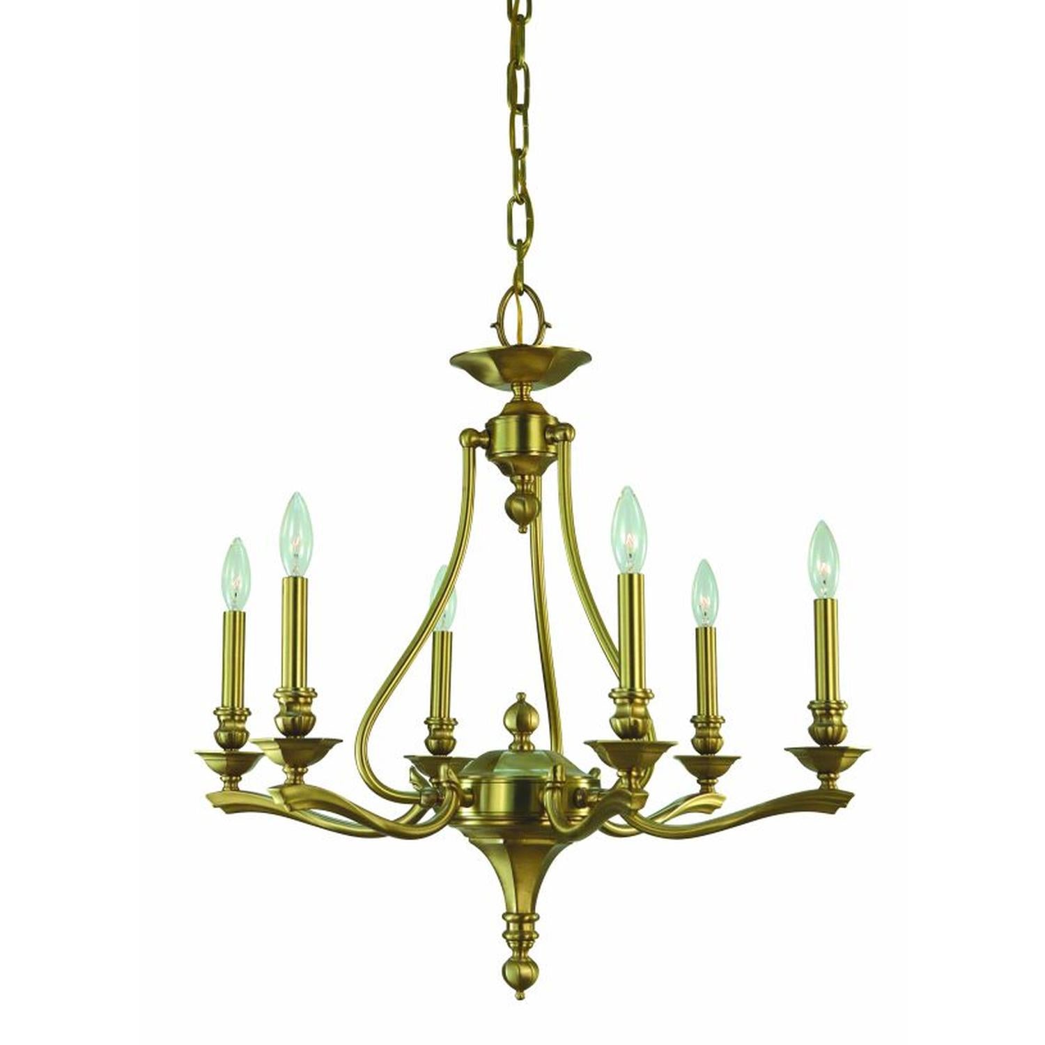 6-Light Brushed Brass Fin De Siecle Dining Chandelier - 5956 BR by Framburg