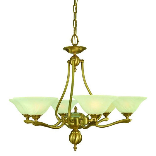 6-Light Brushed Brass Fin De Siecle Dining Chandelier - 7996 BR by Framburg