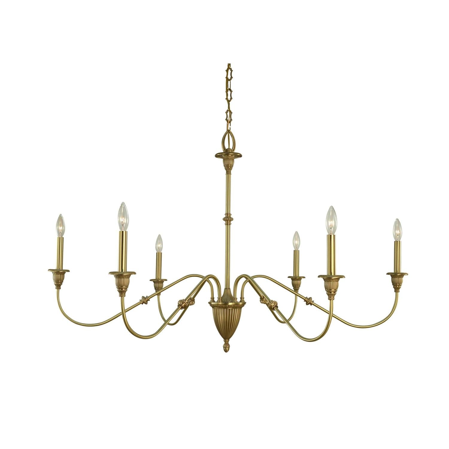 6-Light Brushed Brass Hinsdale Dining Chandelier - 5932 BR by Framburg