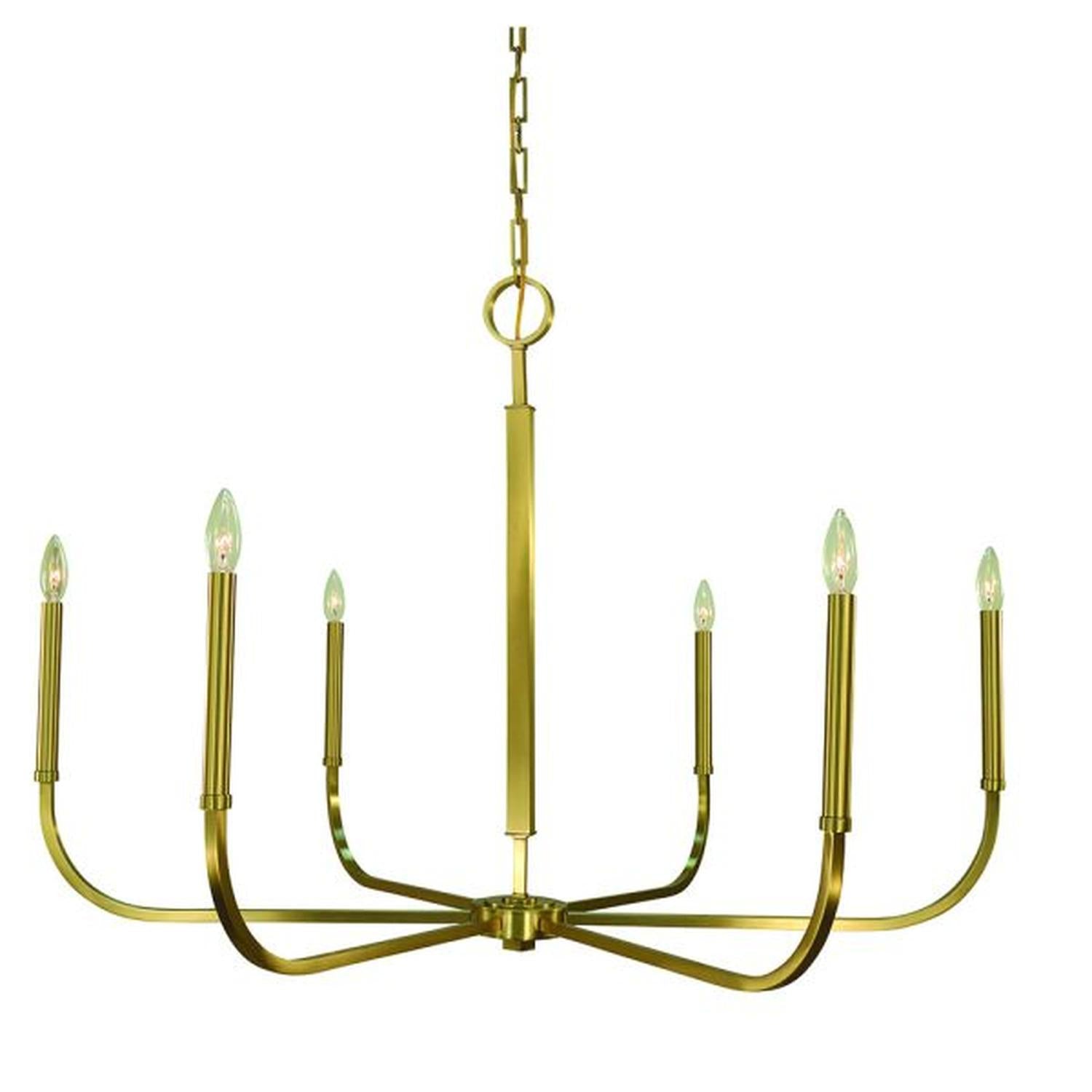 6-Light Brushed Brass Manhattan Dining Chandelier - 5874 BR by Framburg