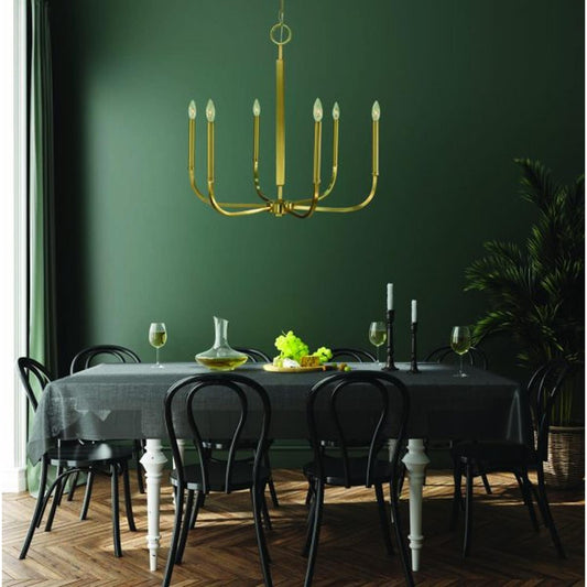 6-Light Brushed Brass Manhattan Dining Chandelier - 5876 BR by Framburg