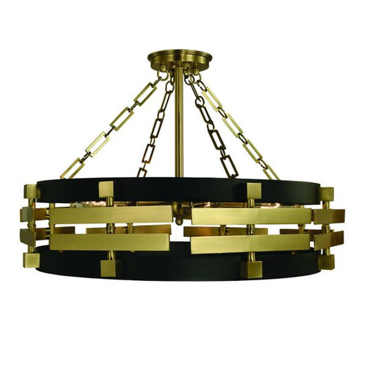 6-Light Brushed Brass With Matte Black Eden Semi Flush Mount Chandelier - 5742 BR/MBLACK by Framburg