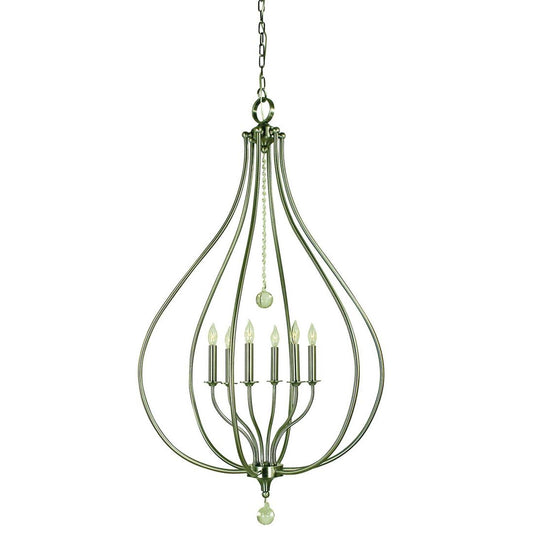 6-Light Brushed Nickel Dewdrop Pendant - 4446 BN by Framburg