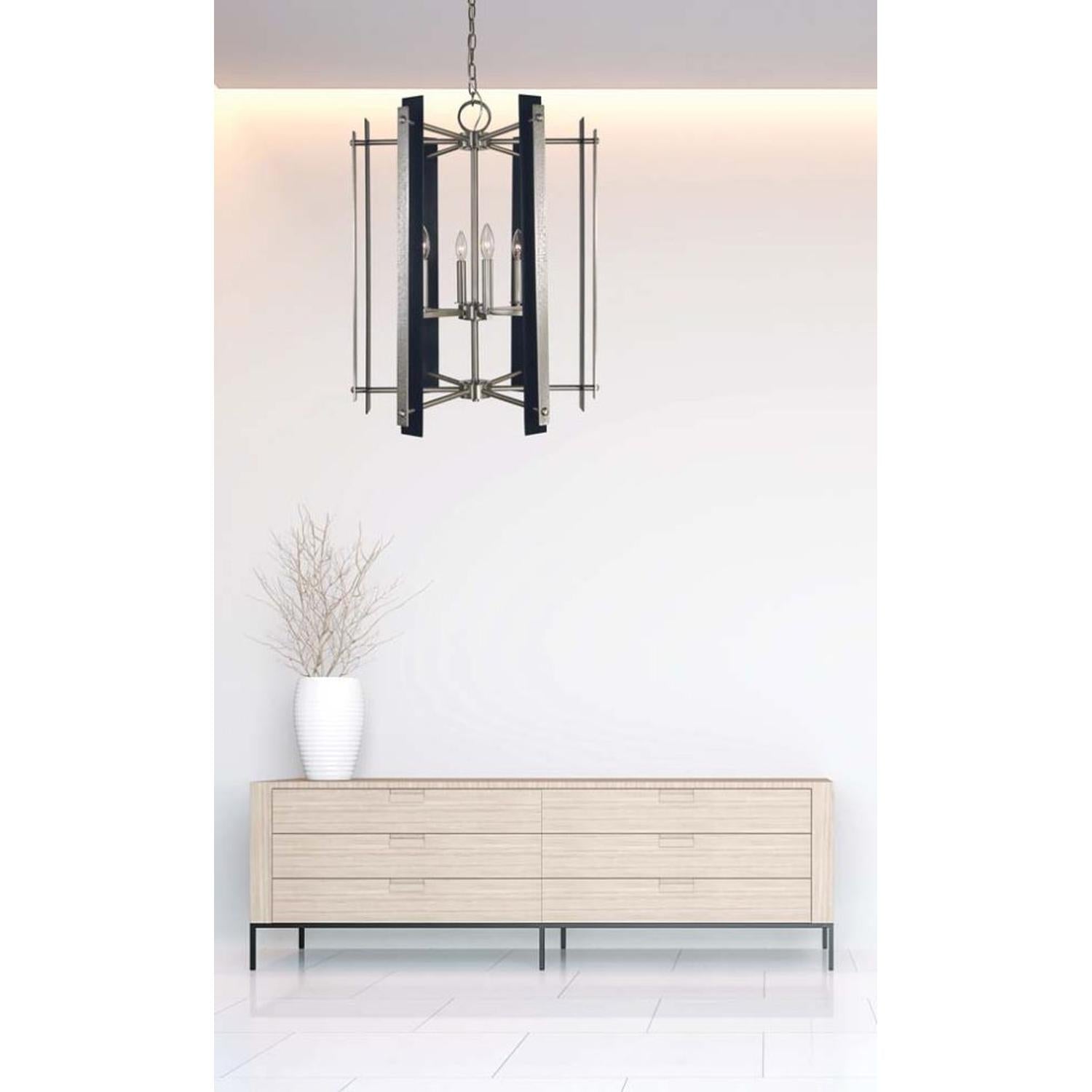 6-Light Brushed Nickel/Matte Black Bucolic Foyer Chandelier - L1066 BN/MBLACK by Framburg