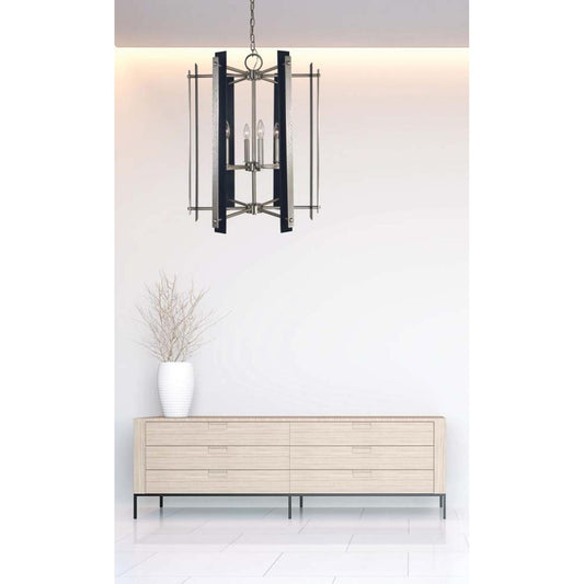 6-Light Brushed Nickel/Matte Black Bucolic Foyer Chandelier - L1066 BN/MBLACK by Framburg