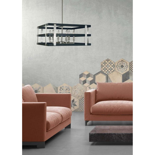 6-Light Brushed Nickel/Matte Black Montreaux Dual Mount Chandelier - L1036 BN/MBLACK by Framburg