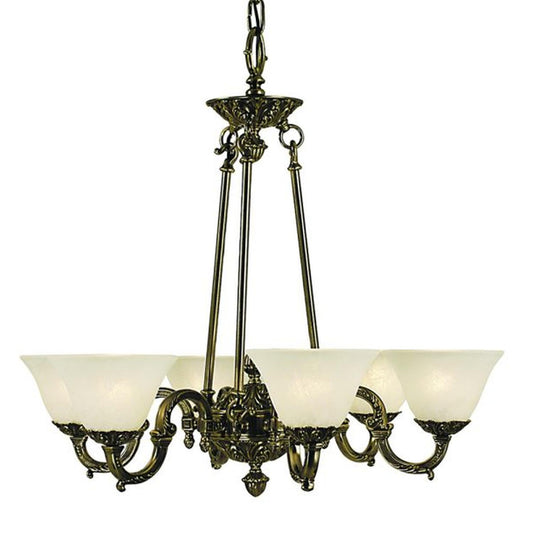 6-Light French Brass Napoleonic Dining Chandelier - 7886 FB/WH by Framburg