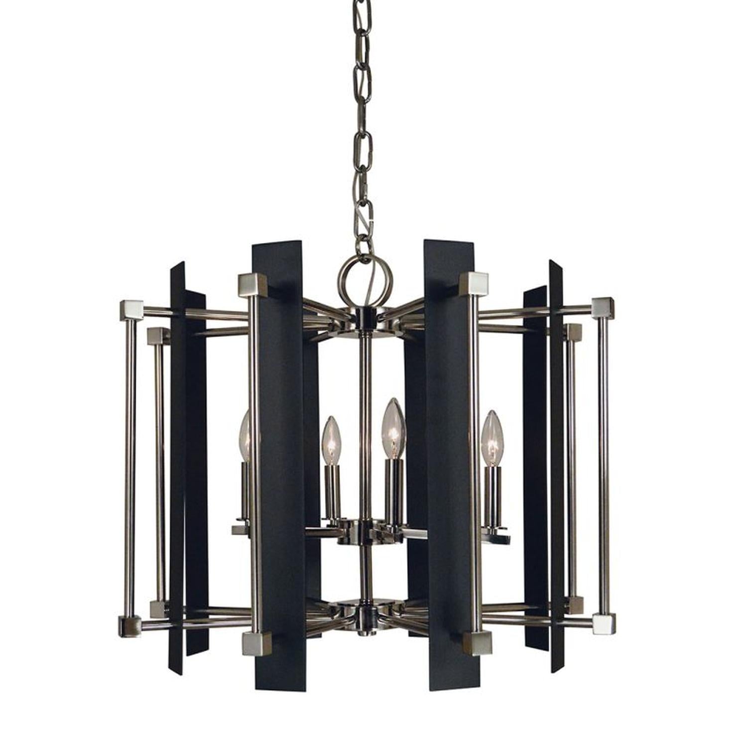 6-Light Louvre Dining Chandelier - 4807 PN/MBLACK by Framburg