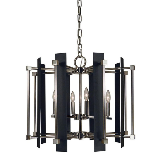 6-Light Louvre Dining Chandelier - 4807 PN/MBLACK by Framburg