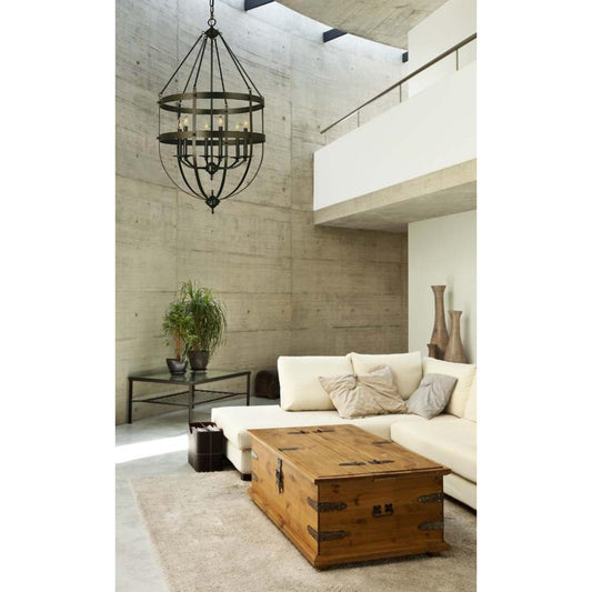 6-Light Mahogany Bronze Hannover Foyer Chandelier - 1018 MB by Framburg