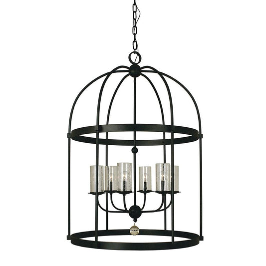 6-Light Matte Black Compass Foyer Chandelier - 1106 MBLACK by Framburg