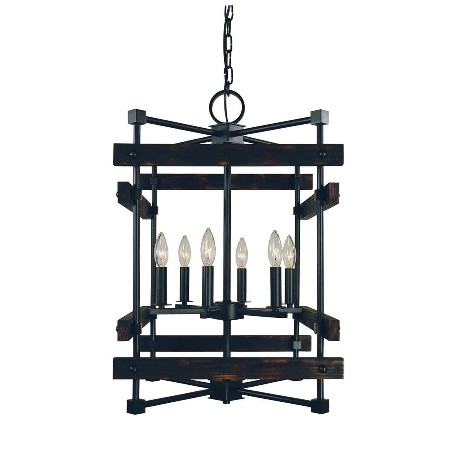 6-Light Matte Black Rustic Chic Chandelier - 5276 MBLACK by Framburg