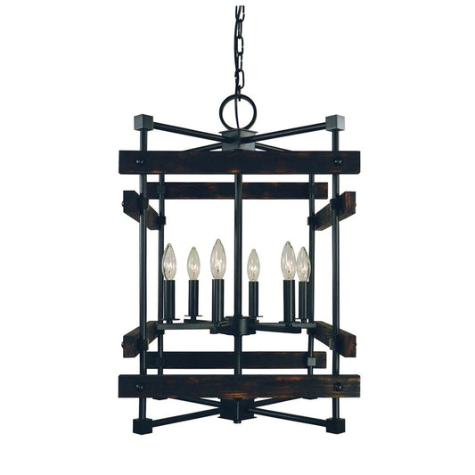 6-Light Matte Black Rustic Chic Chandelier - 5276 MBLACK by Framburg