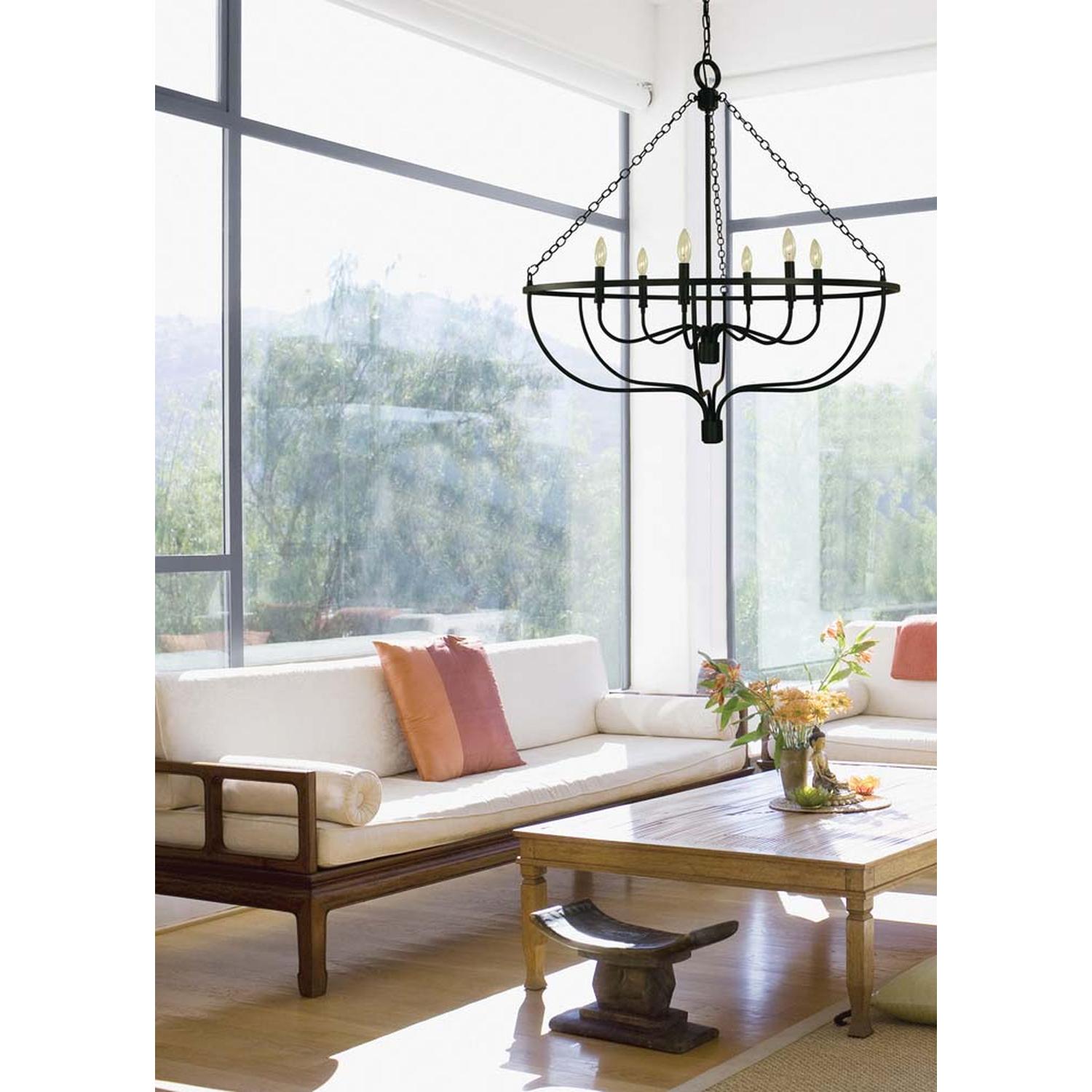 6-Light Matte Black West Town Dining Chandelier - 5686 MBLACK by Framburg