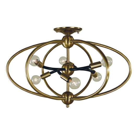 6-Light Orbit Flush Mount/Semi Flush Mount - 4947 AB/MBLACK by Framburg