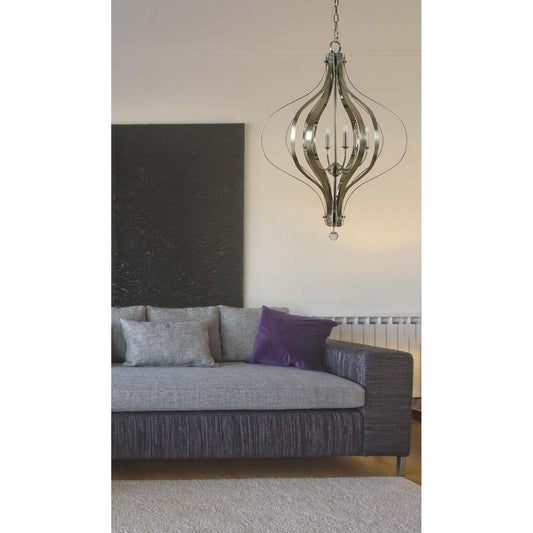 6-Light Polished Nickel Aries Chandelier - 4586 PN by Framburg