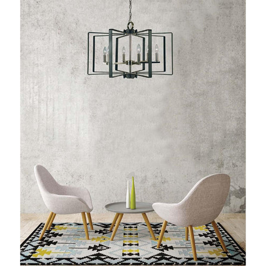 6-Light Polished Nickel/Matte Black Camille Chandelier - 3055 PN/MBLACK by Framburg