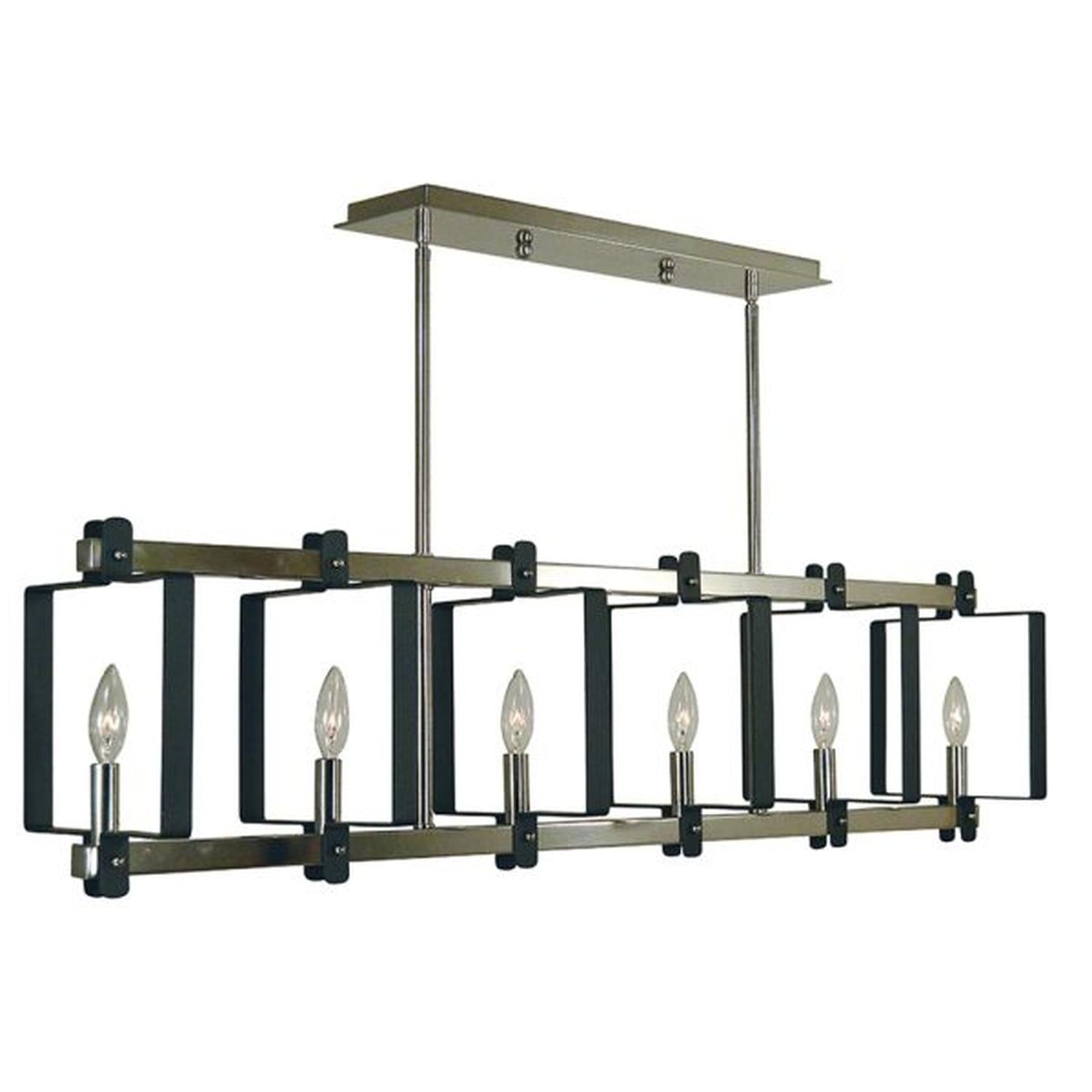 6-Light Polished Nickel/Matte Black Camille Island Chandelier - 3060 PN/MBLACK by Framburg