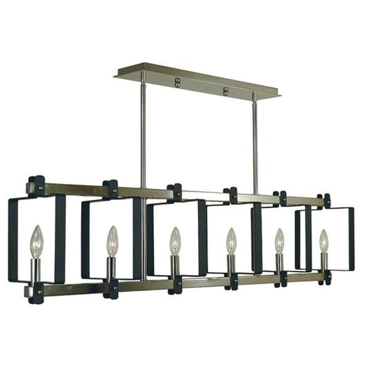 6-Light Polished Nickel/Matte Black Camille Island Chandelier - 3060 PN/MBLACK by Framburg