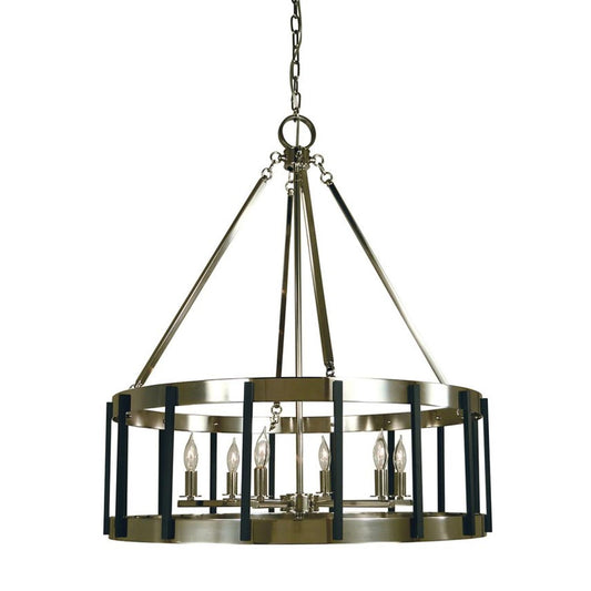 6-Light Polished Nickel/Matte Black Pantheon Pendant - 4668 PN/MBLACK by Framburg