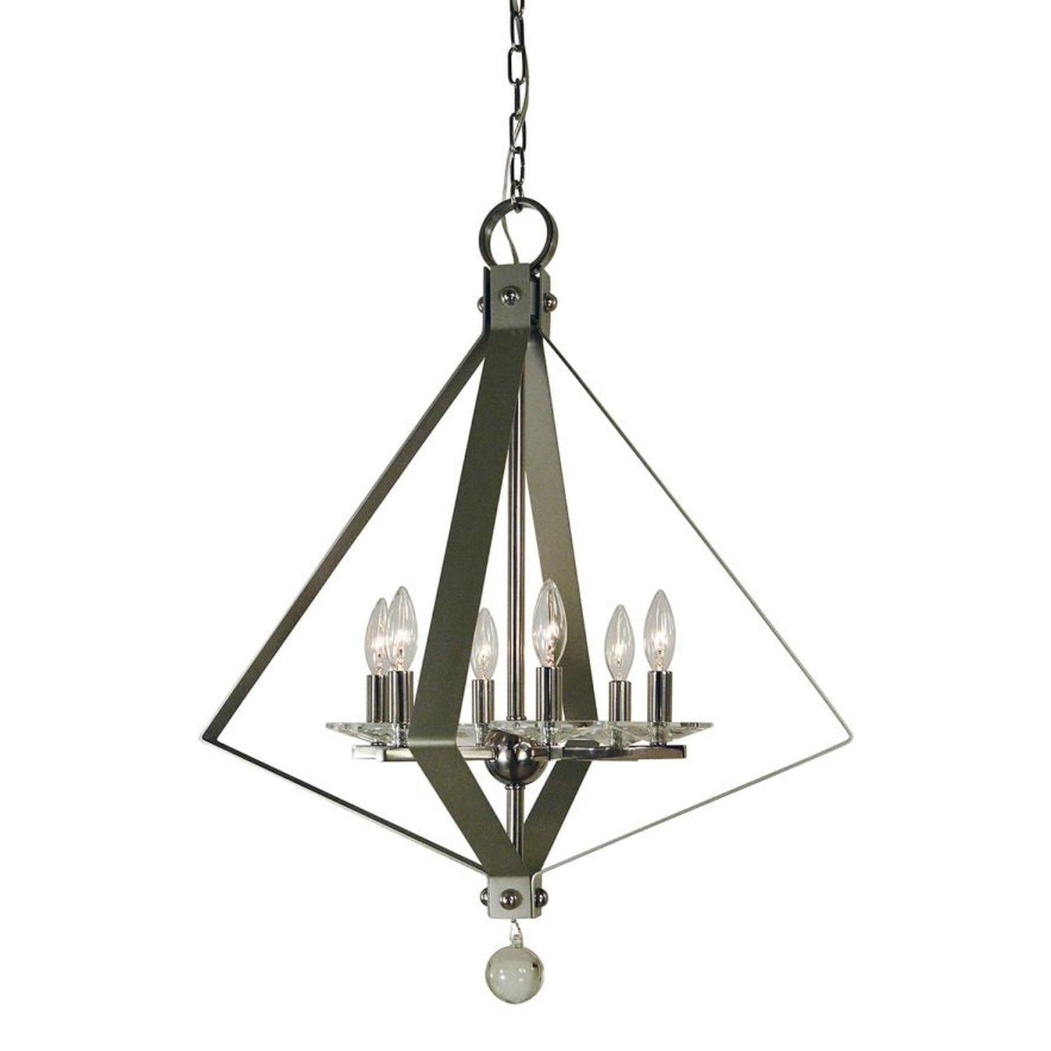 6-Light Polished Nickel/Satin Pewter Ice Dining Chandelier - 4926 PN/SP by Framburg