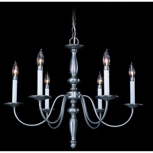 6-Light Satin Pewter Jamestown Dining Chandelier - 7916 SP by Framburg