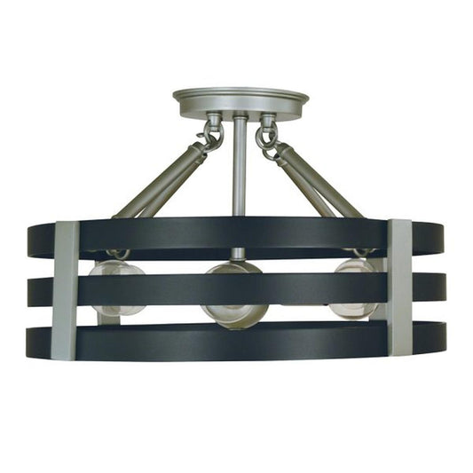 6-Light Satin Pewter/Matte Black Luxe Semiflush - L1121 SP/MBLACK by Framburg