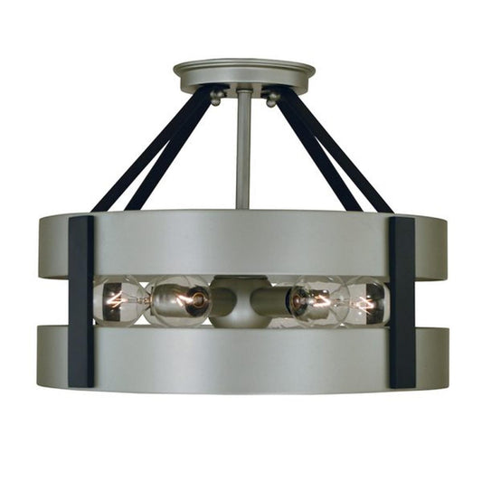 6-Light Satin Pewter/Matte Black Orion Flush / Semi-Flush Chandelier - 5382 SP/MBLACK by Framburg