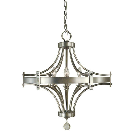 6 Light Satin Pewter/Polished Nickel Regent Dining Chandelier - 4920 SP/PN by Framburg