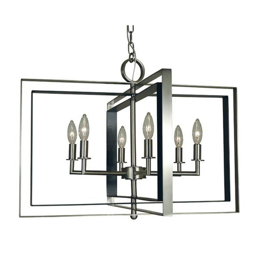 6-Light Symmetry Dining Chandelier - 4866 BN/MBLACK by Framburg