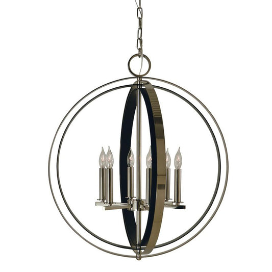 6-Lt Polished Nickel/Matte Black Constellation Pendant - 4655 PN/MBLACK by Framburg