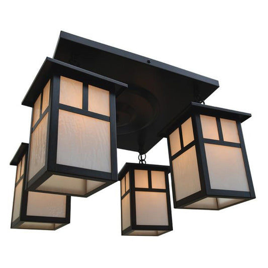 6″ Mission 4 Light Ceiling Mount With T-Bar Overlay - MCM-6/4TWO-BZ - Bronze by Arroyo Craftsman