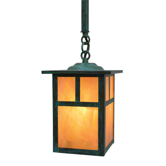 6″ Mission Stem Hung Pendant With T-Bar Overlay - MSH-6TGW-VP - Verdigris Patina by Arroyo Craftsman