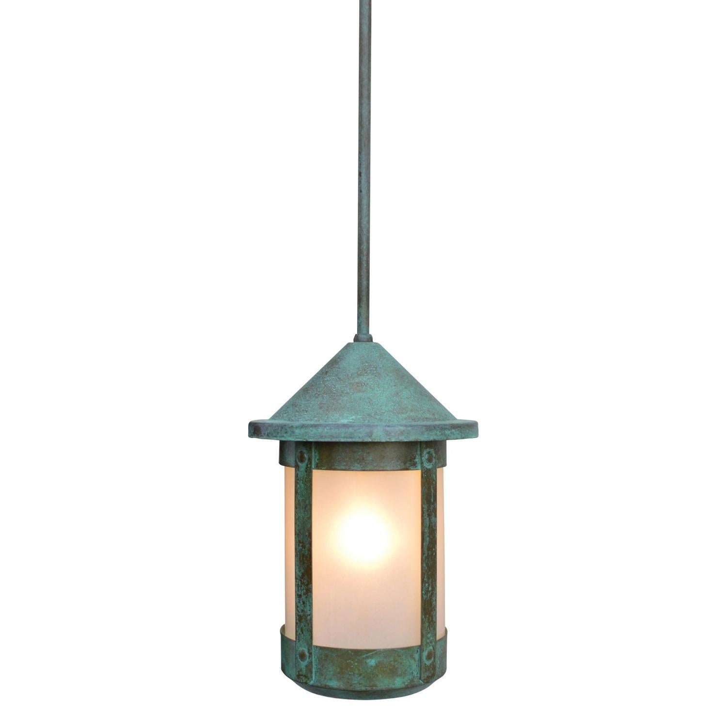 7″ Berkeley Stem Hung Pendant - BSH-7F-VP - Verdigris Patina by Arroyo Craftsman