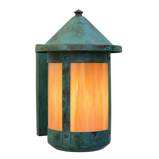 7″ Berkeley Wall Sconce With Roof - BS-7RGW-VP - Verdigris Patina by Arroyo Craftsman