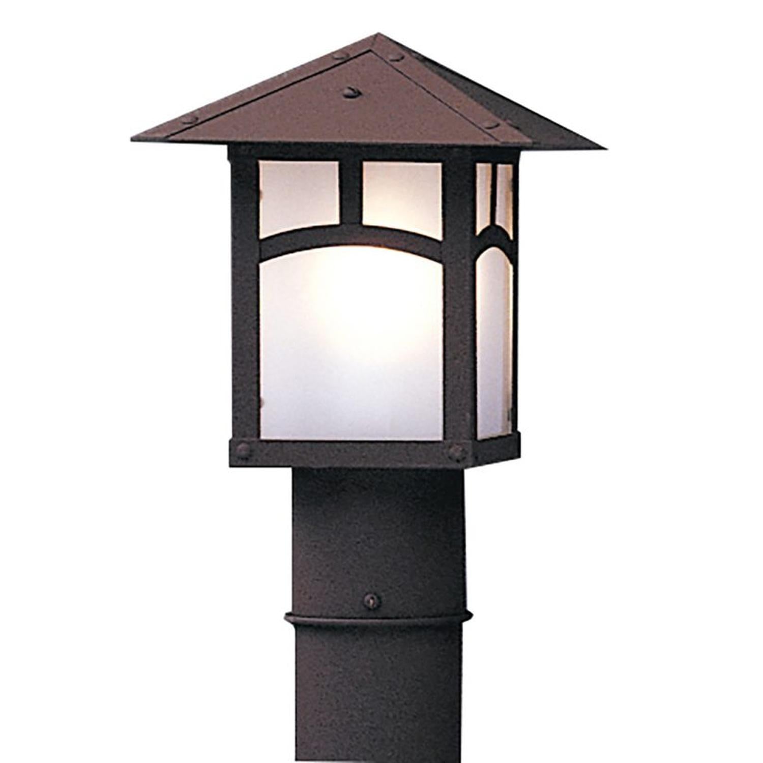 7″ Evergreen Post Mount With Classic Arch Overlay - EP-7AF-RB - Rustic Brown by Arroyo Craftsman