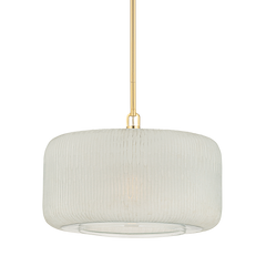 Hudson Valley Lighting Beechurst Large Pendant 7020-AGB, Adjustable Height, Chiseled Glass Shade