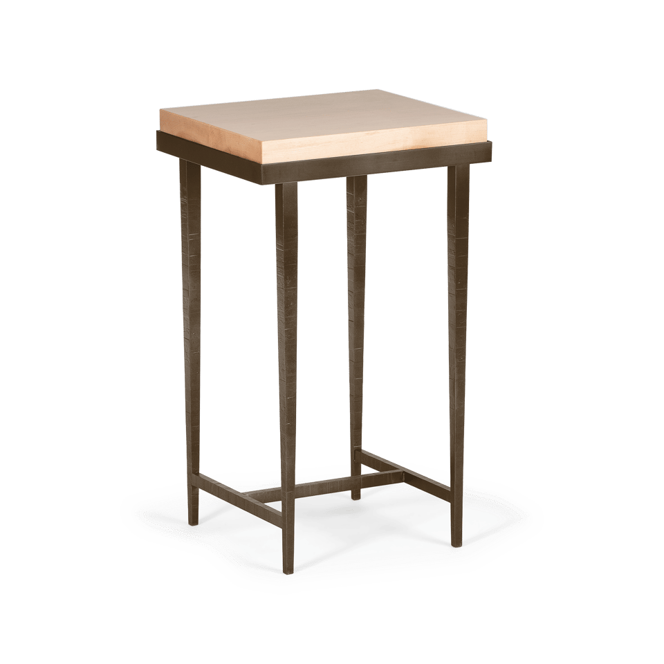 Hubbardton Forge Wick Side Table with 1.5" Solid Maple Top, Custom Finishes, 27"H x 16"W x 14"D
