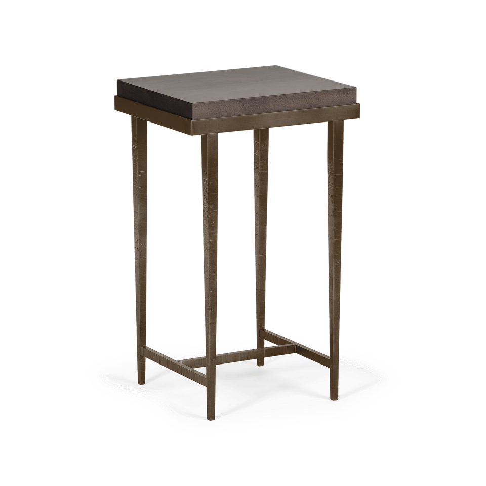 Hubbardton Forge Wick Side Table with 1.5" Solid Maple Top, Custom Finishes, 27"H x 16"W x 14"D