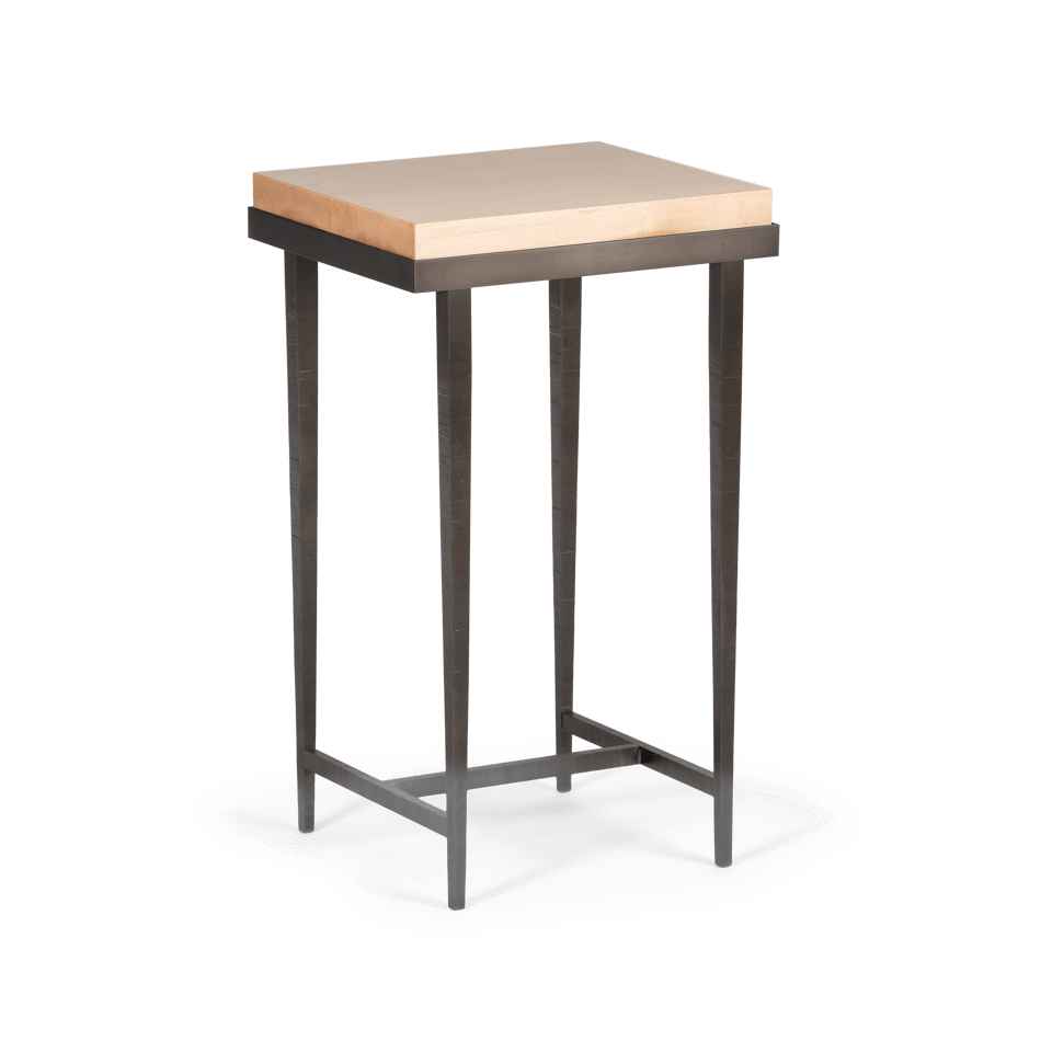 Hubbardton Forge Wick Side Table with 1.5" Solid Maple Top, Custom Finishes, 27"H x 16"W x 14"D