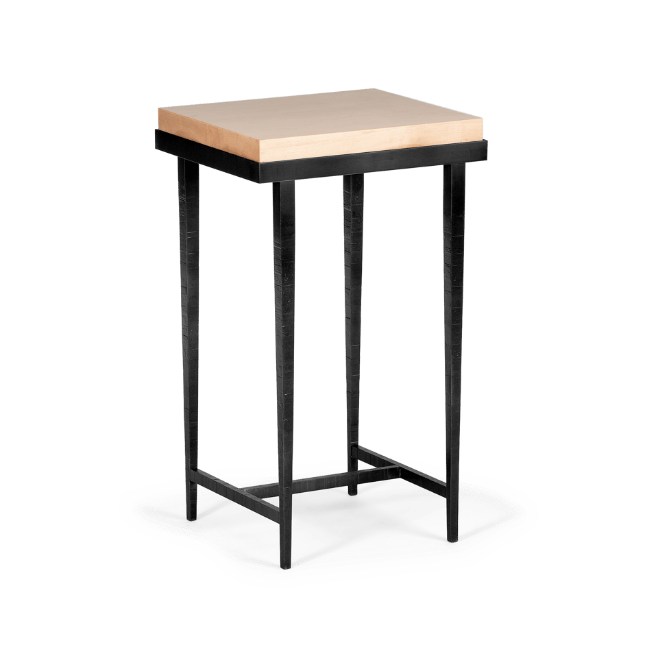 Hubbardton Forge Wick Side Table with 1.5" Solid Maple Top, Custom Finishes, 27"H x 16"W x 14"D