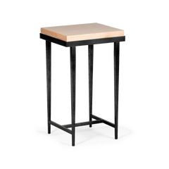 Hubbardton Forge Wick Side Table with 1.5" Solid Maple Top, Custom Finishes, 27"H x 16"W x 14"D