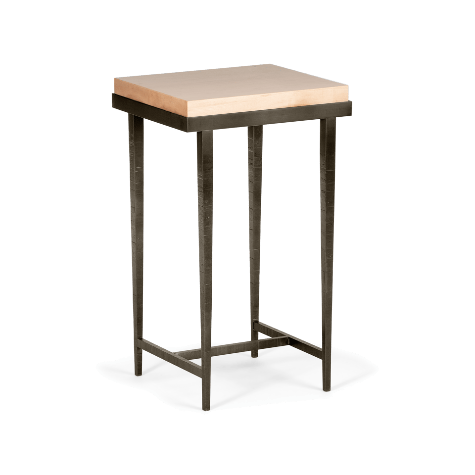 Hubbardton Forge Wick Side Table with 1.5" Solid Maple Top, Custom Finishes, 27"H x 16"W x 14"D