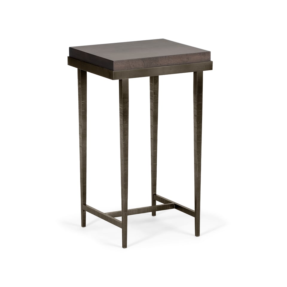 Hubbardton Forge Wick Side Table with 1.5" Solid Maple Top, Custom Finishes, 27"H x 16"W x 14"D