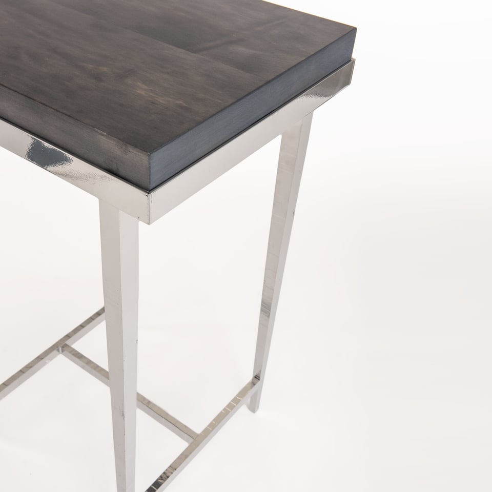 Hubbardton Forge Wick Side Table with 1.5" Solid Maple Top, Custom Finishes, 27"H x 16"W x 14"D