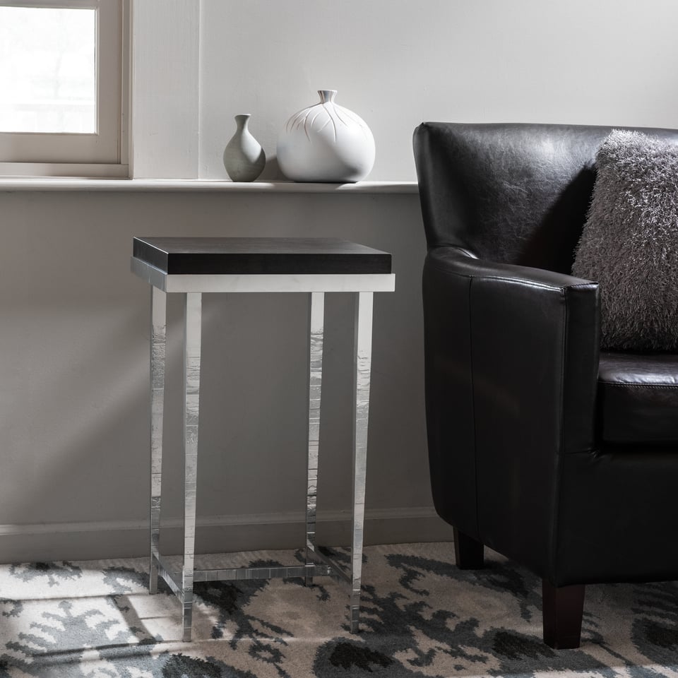 Hubbardton Forge Wick Side Table with 1.5" Solid Maple Top, Custom Finishes, 27"H x 16"W x 14"D